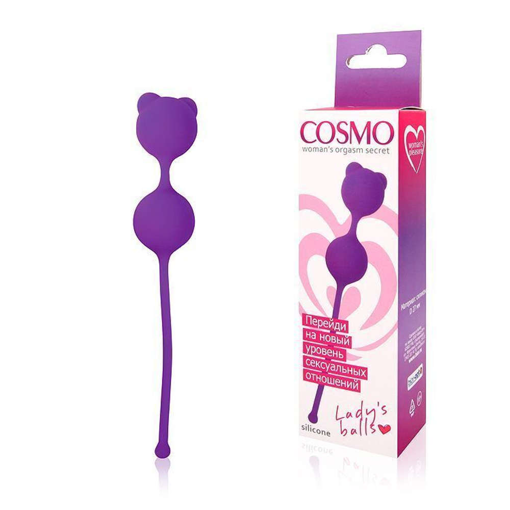 Фиолетовые вагинальные шарики с ушками Cosmo (Цвет: фиолетовый)
