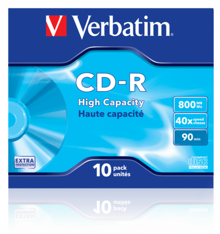 Оптический диск Verbatim CD-R 40x 800MB Extra Protection высокой емкости, Jewel Case, 10 шт.