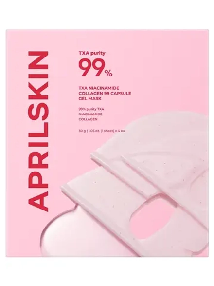 APRILSKIN Осветляющая гидрогелевая маска с транексамовой кислотой для сияния кожи TXA Pink Capsule Overnight Gel Mask 30 гр х 4 шт