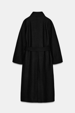 Длинный шерстяной плащ с воротником - ZARA