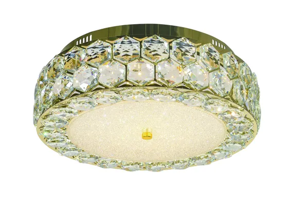 Люстра потолочная светодиодная NewRgy 6076E/72W GOLD+CLEAR, 72 Вт, золотая и прозрачная