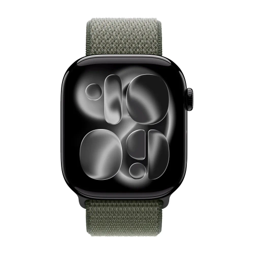Умные часы Apple Watch Series 11 GPS, 46mm, Jet Black Aluminium Case with Forest Sport Loop