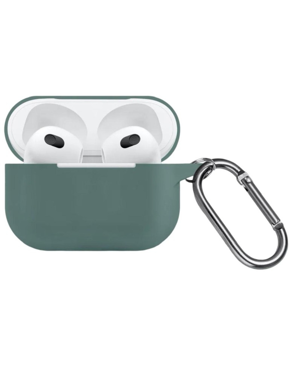 Силиконовый чехол для AirPods Pro 2 c карабином темно-зеленый