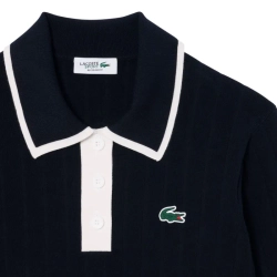 Женская Кофта теннисная Lacoste Polo Collar Stretch Sweater - navy blue/white