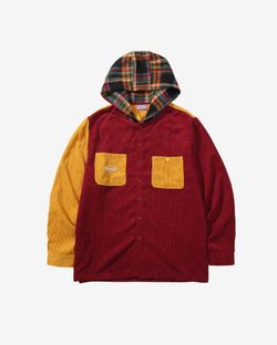 Рубашка Velvet Button Det Бордовый-Горчичная