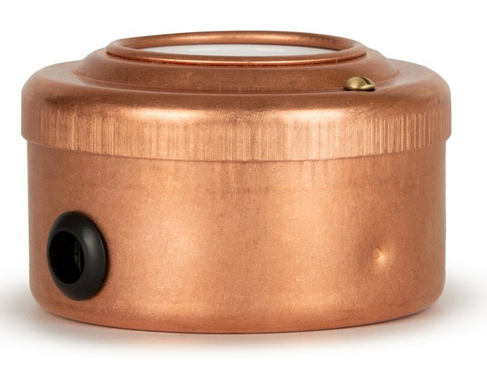 Розетка ретро с з/к и шторками, белая, "Натуральная Медь" VINTAGE-BRASS 20101-7
