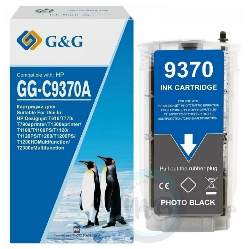 Картридж G&amp;G, аналог HP C9370A (№72) для Designjet T610/T770/T790/T1100/T1200/T1300/T2300 фото черный 130ml