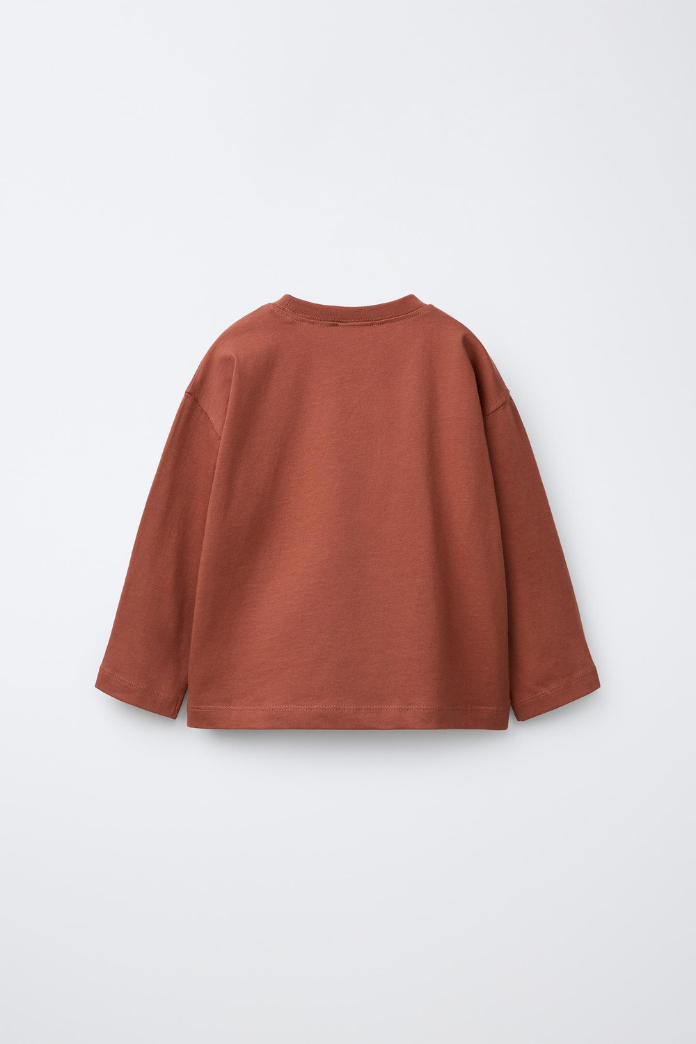 ZARA ФУТБОЛКА С ПРИНТОМ, ТЕМНЫЙ ЧЕРЕПИЧНЫЙ