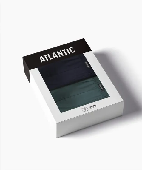 Трусы мужские боксеры (2шт), Atlantic 2MH-173, хлопок, зеленый лес + темно-синий