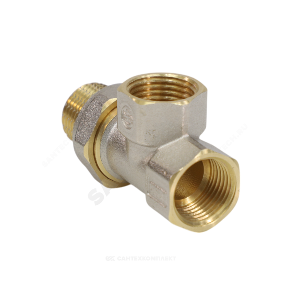 Тройник латунь никель Ду 15 (1/2") ВР/ВР/нак/гайка 9030 ГОСТ 32585-2013 Aquasfera 9030-01