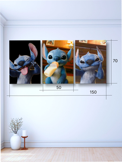 Картина Проделки Стича модульная 50x70см 3шт.