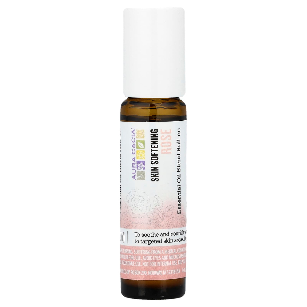 Aura Cacia, смесь эфирных масел, шариковый для смягчения кожи, роза, 9,2 мл (0,31 жидк. унции)