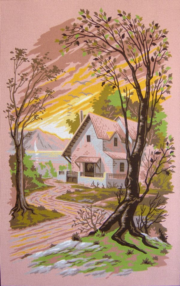 Рисунок для вышивания Soulos (канва жесткая), Дом у озера, 80 см
