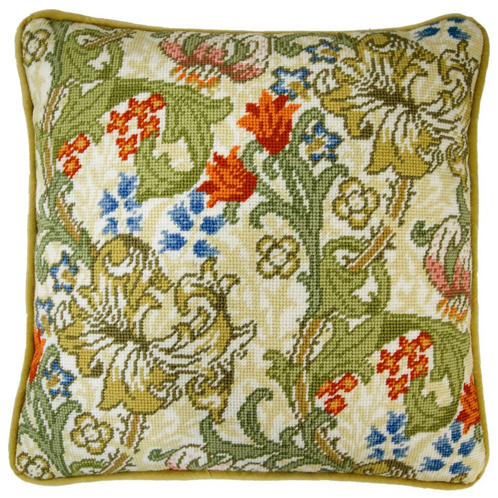 Набор для вышивания нитками Bothy Threads, подушка Golden Lily William Morris (Золотая лилия), 35,5х35,5 см