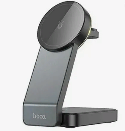 Зарядное устройство беспроводное HOCO CQ3 Magsafe 3-in-1, смартфон/часы/наушники Black