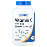 Nutricost, Витамин C с цинком, 240 капсул