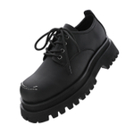 HANQIAORIJI Le Collection Cow Split Leather Casual Shoes 6.5cm Unisex Black