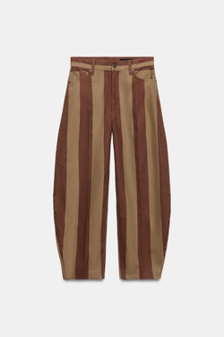 ZARA ДЖИНСЫ TAPERED С ВЫСОКОЙ ПОСАДКОЙ И ПРИНТОМ — ZW COLLECTION, ПОЛОСКИ
