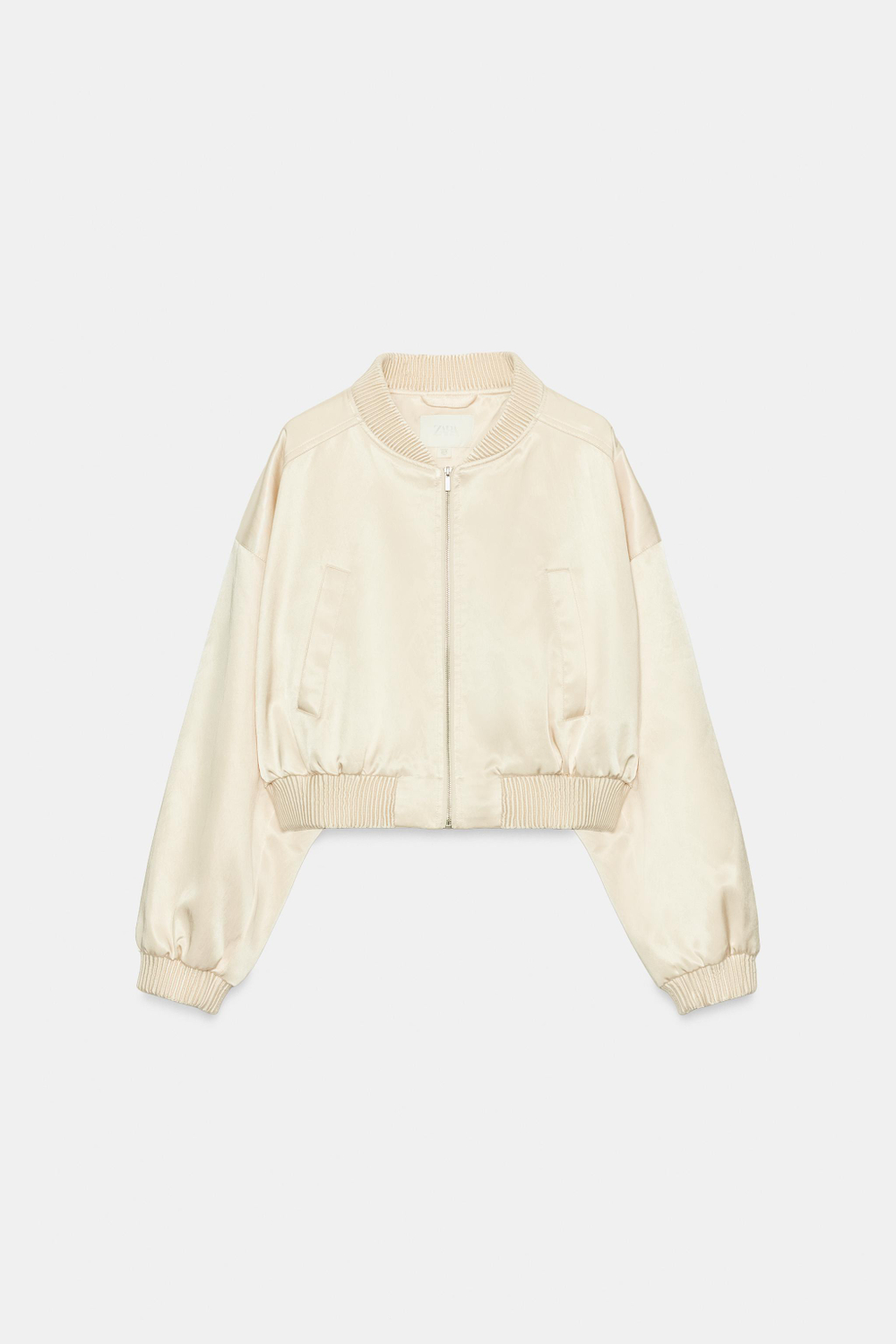 АТЛАСНЫЙ УКОРОЧЕННЫЙ БОМБЕР — ZARA