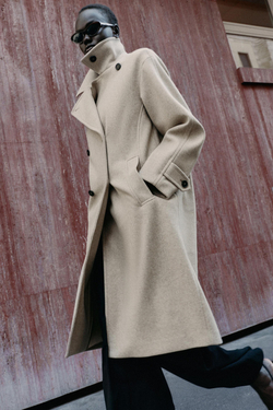ZARA МЯГКОЕ ПАЛЬТО ОВЕРСАЙЗ, БЕЖЕВЫЙ