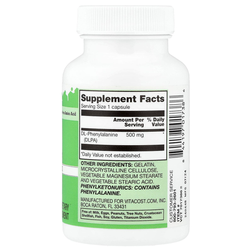 Vitacost, DLPA, 500 мг, 60 капсул