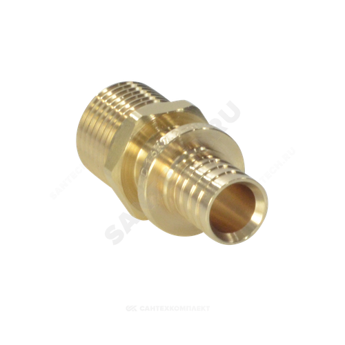 Муфта для PE-X труб аксиальная латунь Дн 20х3/4" НР РОС