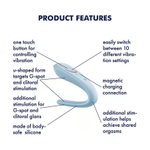 Голубой многофункциональный стимулятор 18см для пар Satisfyer Double Classic Blue