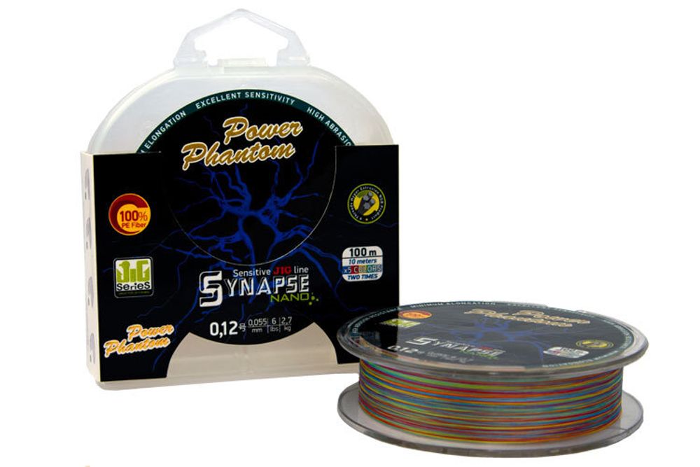 Шнур Power Phantom Synapse NANO PE 100m, мультиколор #0,2 (4,2кг), 0,08mm