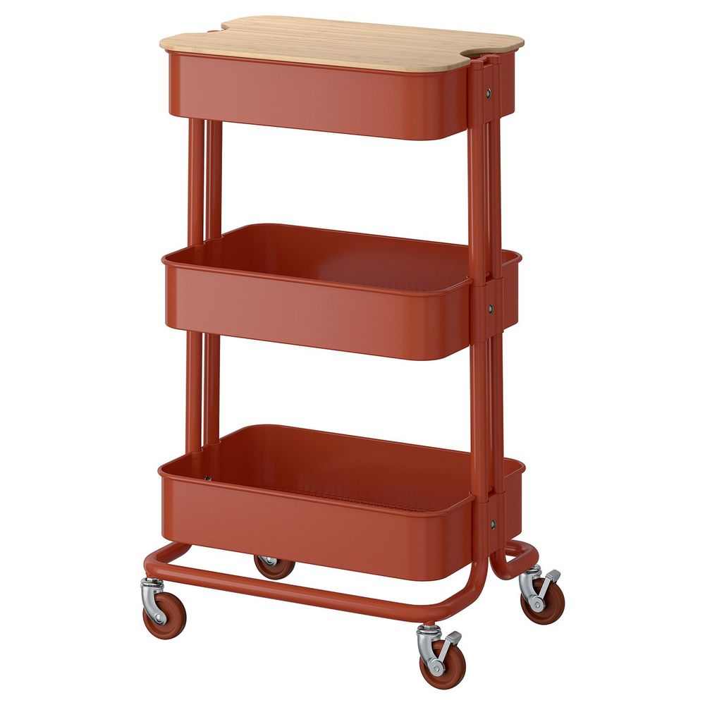 IKEA RÅSKOG  (ИКЕА РОСКОГ)  -  / NORRÅVA Тележка с крышкой - красно-коричневый 35x45x77 см