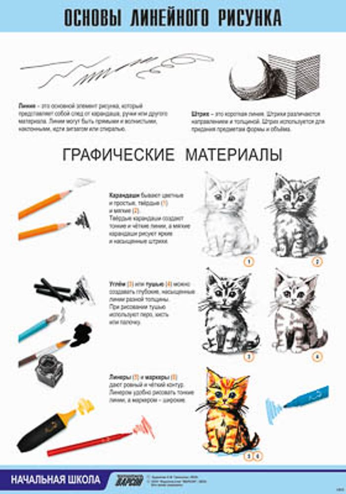 Таблица демонстрационная "Основы линейного рисунка"