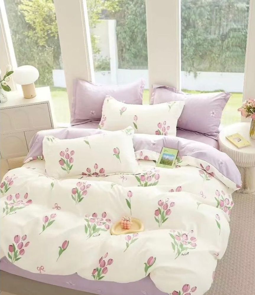 ZEPHYR HOME Двуспалка Фланель белый тюльпаны