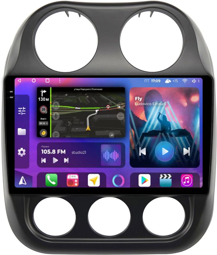 Магнитола для Jeep Compass 2011-2015 - FarCar S500-TS10 монитор 10.36" QLED на Android 14, Быстрая, CarPlay, 4G SIM-слот