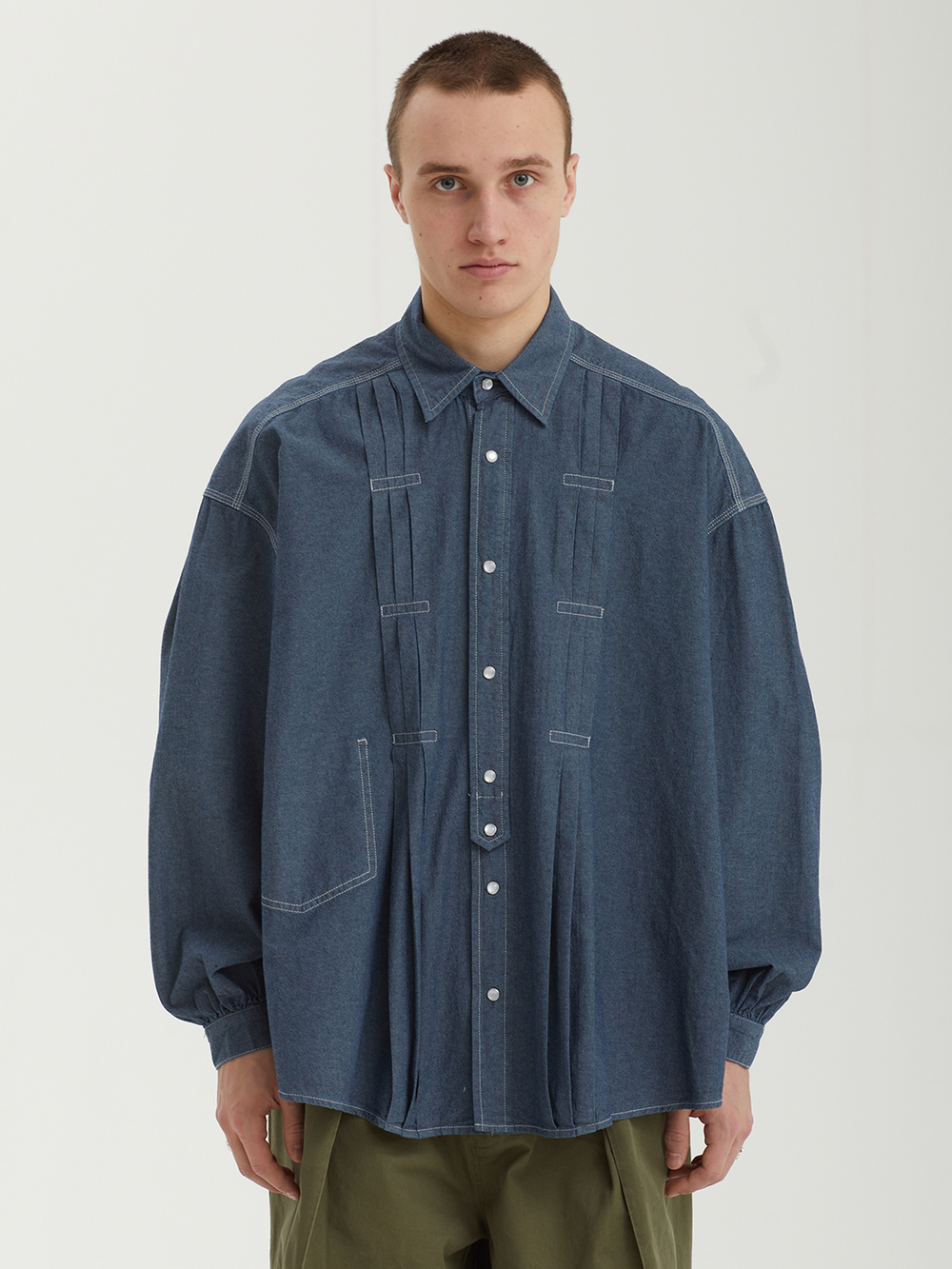Мужская Рубашка Pleated Chambray