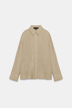 ZARA РУБАШКА ИЗ ЛИОЦЕЛЛА — ZW COLLECTION, СВЕТЛО-КОРИЧНЕВЫЙ