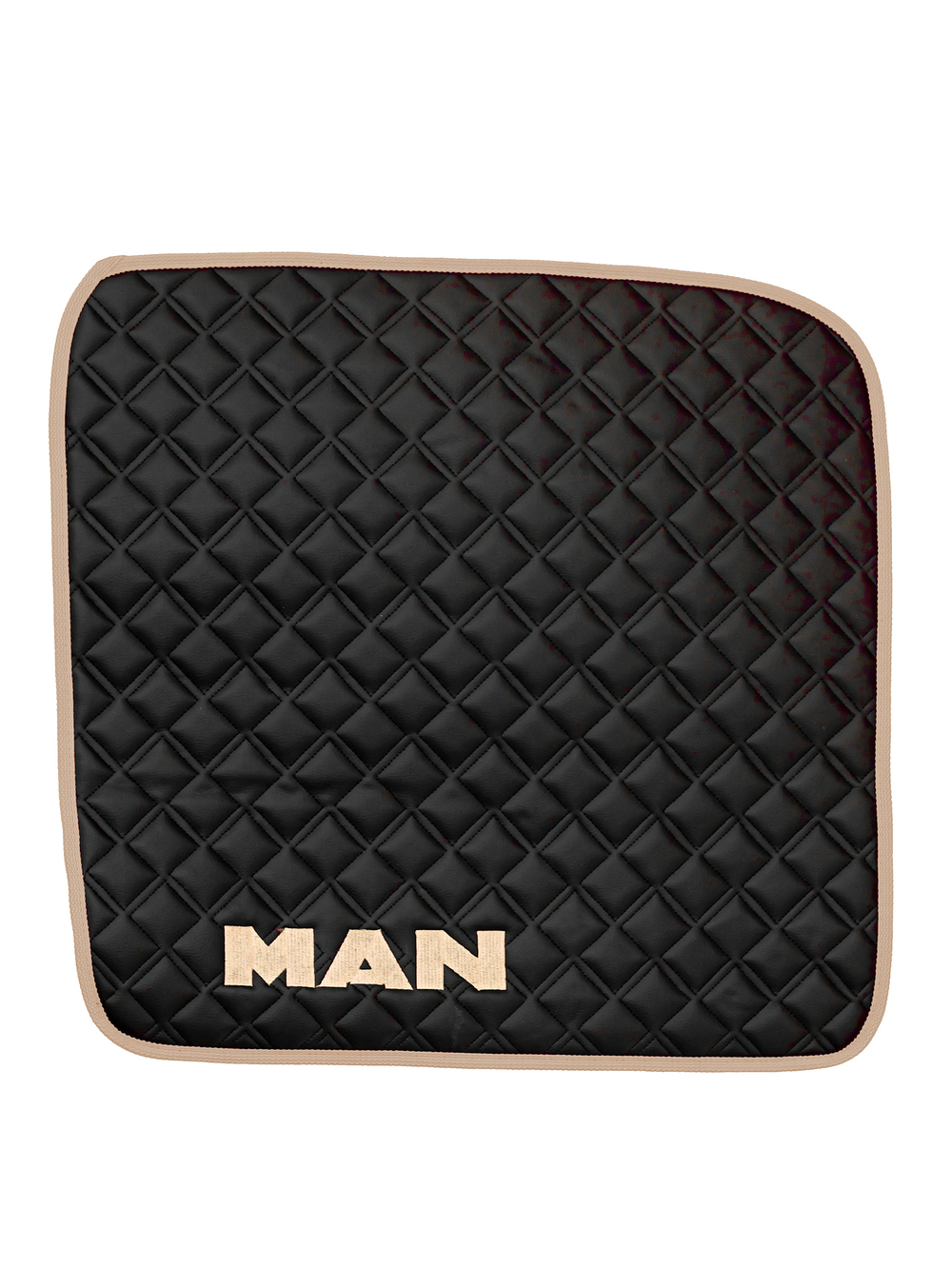 Ковры MAN TGX с 2-мя ящиками (автомат) (экокожа, черный, бежевый кант, бежевая вышивка)