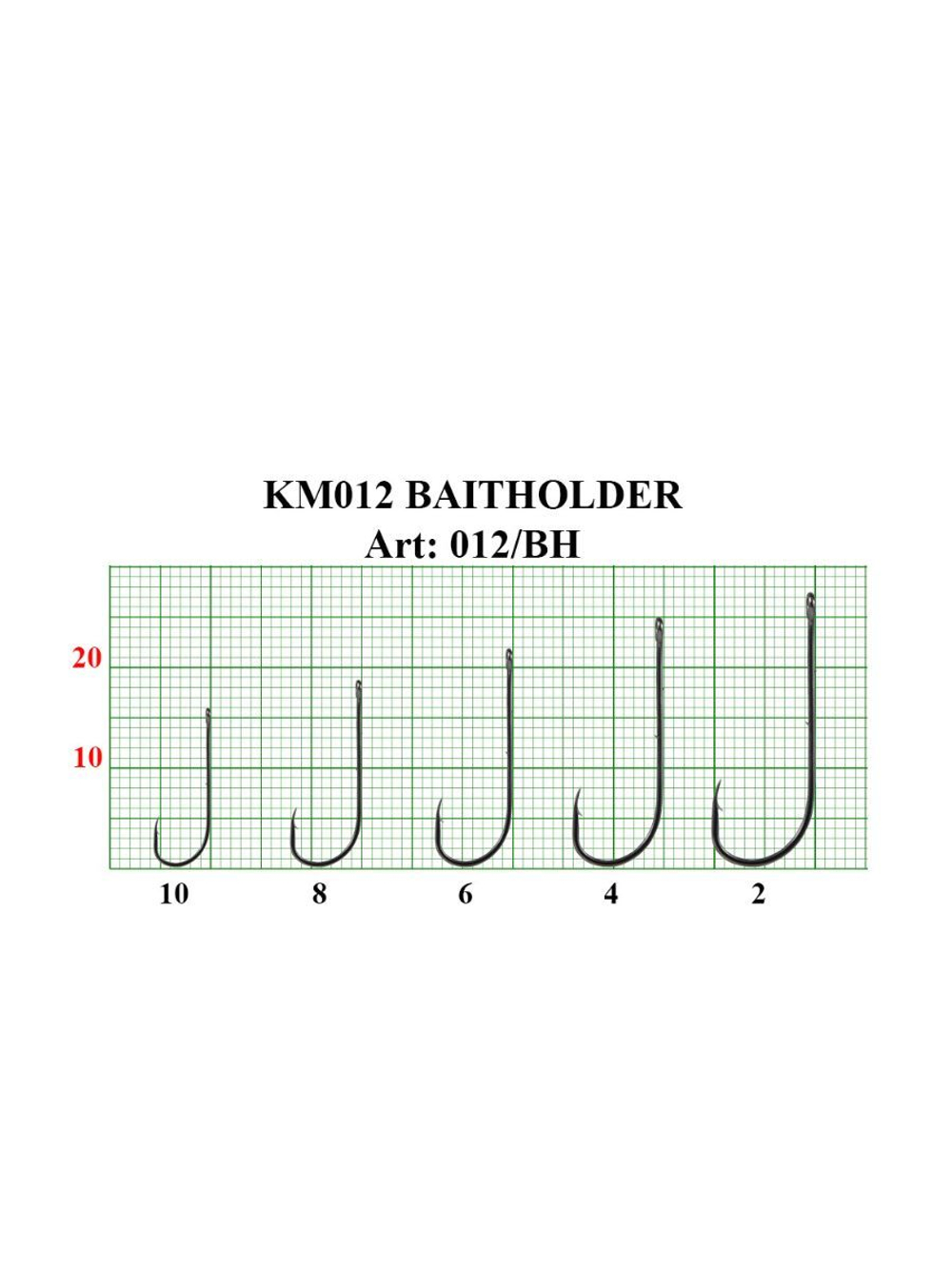 Крючок рыболовный KM012 BAITHOLDER с засечкой и ушком №6