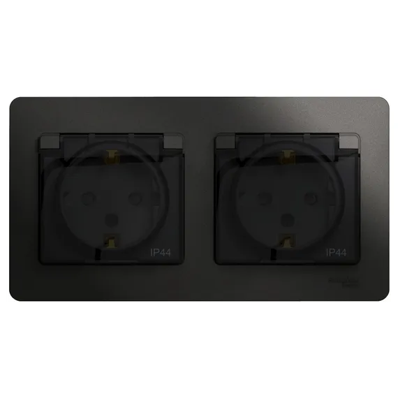 Розетка с крышкой Systeme Electric Glossa Антрацит GSL000747