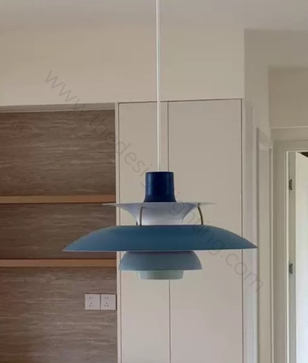 Pendant design lamp PH 5 by Louis Poulsen (Blue)