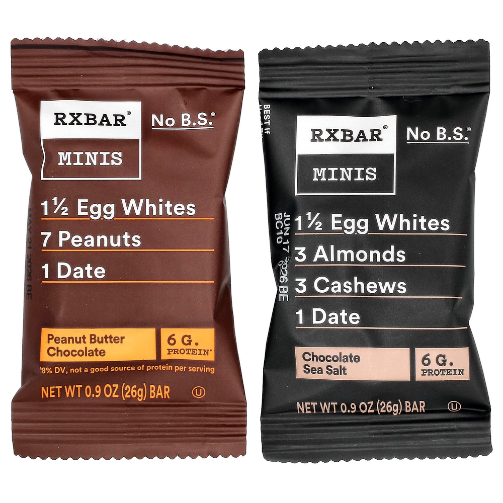 RXBAR, мини, батончики с арахисовой пастой и шоколадом с морской солью, 8 батончиков по 26 г (0,9 унции)