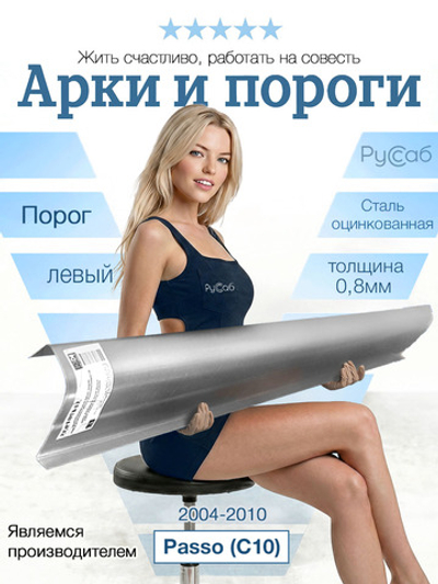 Порог левый Toyota Passo (C10) 2004-2010 (0,8мм)