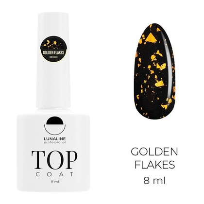 Закрепитель для гель-лака LunaLine Golden Flakes (10 ml)