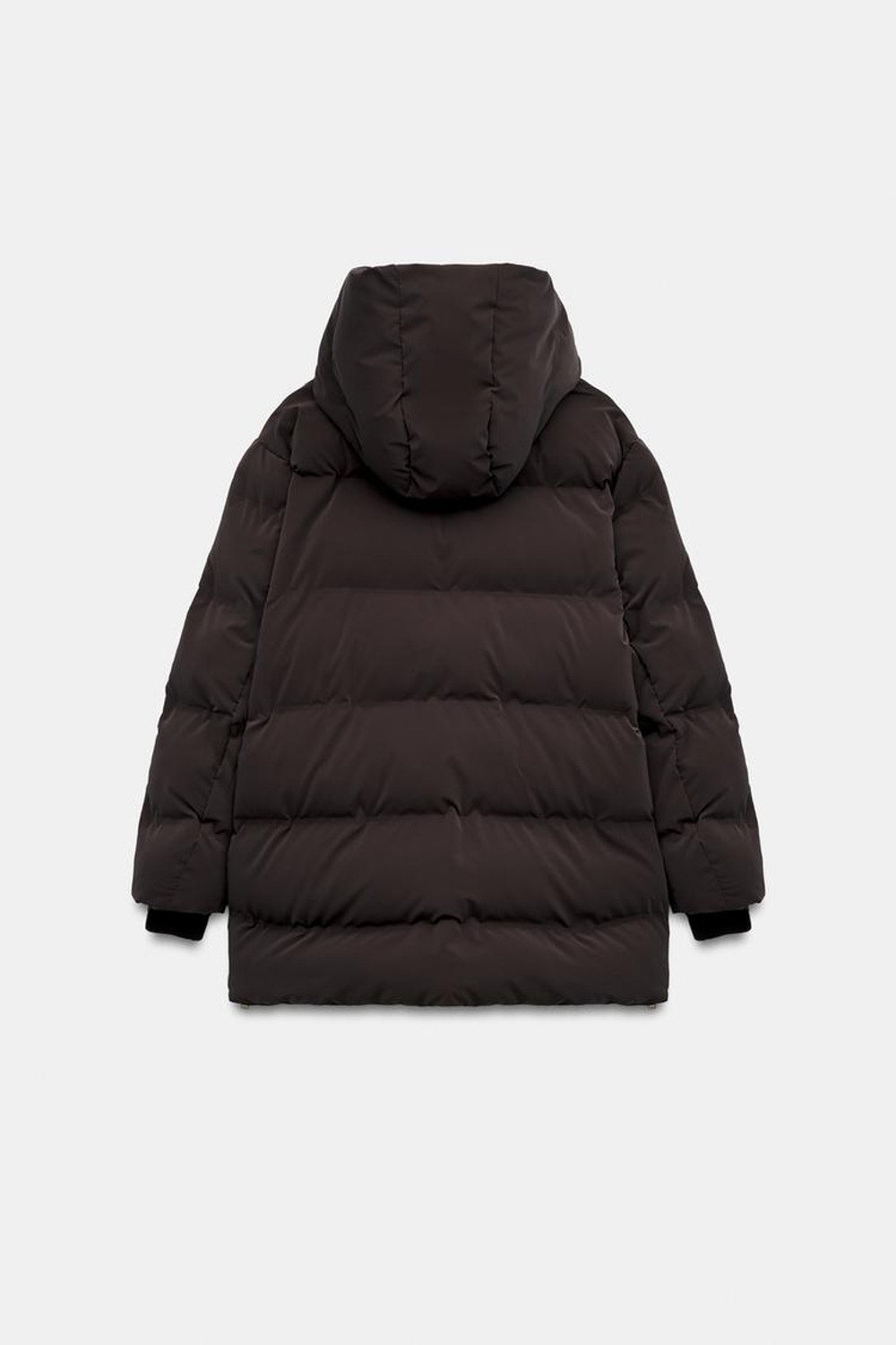 ZARA ВЕТРОЗАЩИТНЫЙ ПРОРЕЗИНЕННЫЙ АНОРАК С КАПЮШОНОМ, КОРИЧНЕВЫЙ