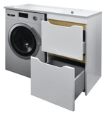 Комплект Тумба 120 Magenta под с/машинку (56) с раковиной Magenta 120 правая белая