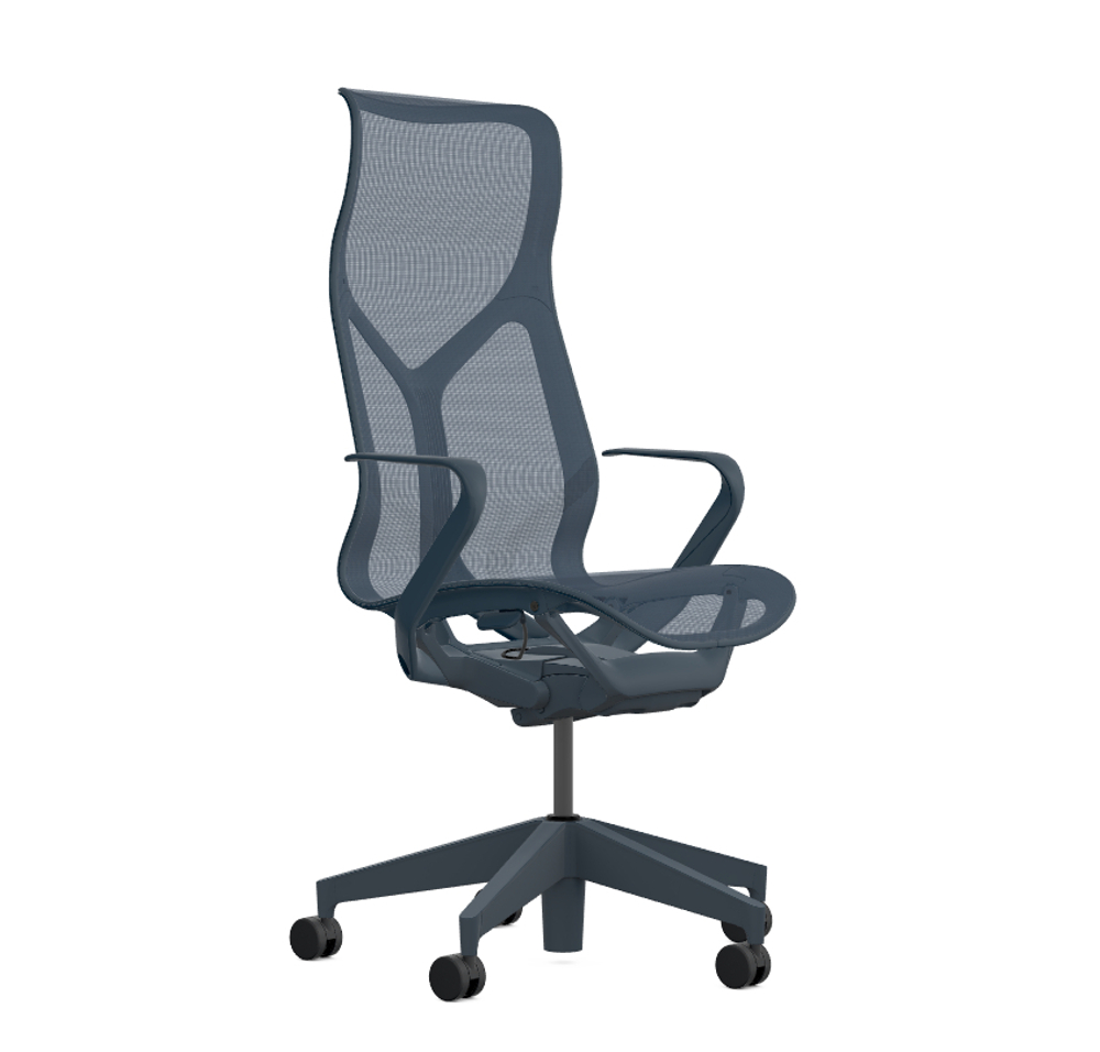 Кресло Herman Miller Cosm, высокая спинка, цвет Nightfall, нерегулируемые подлокотники