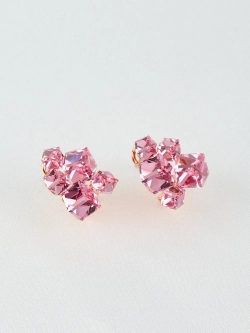 Серьги гроздья Мираж с розовыми кубиками Swarovski