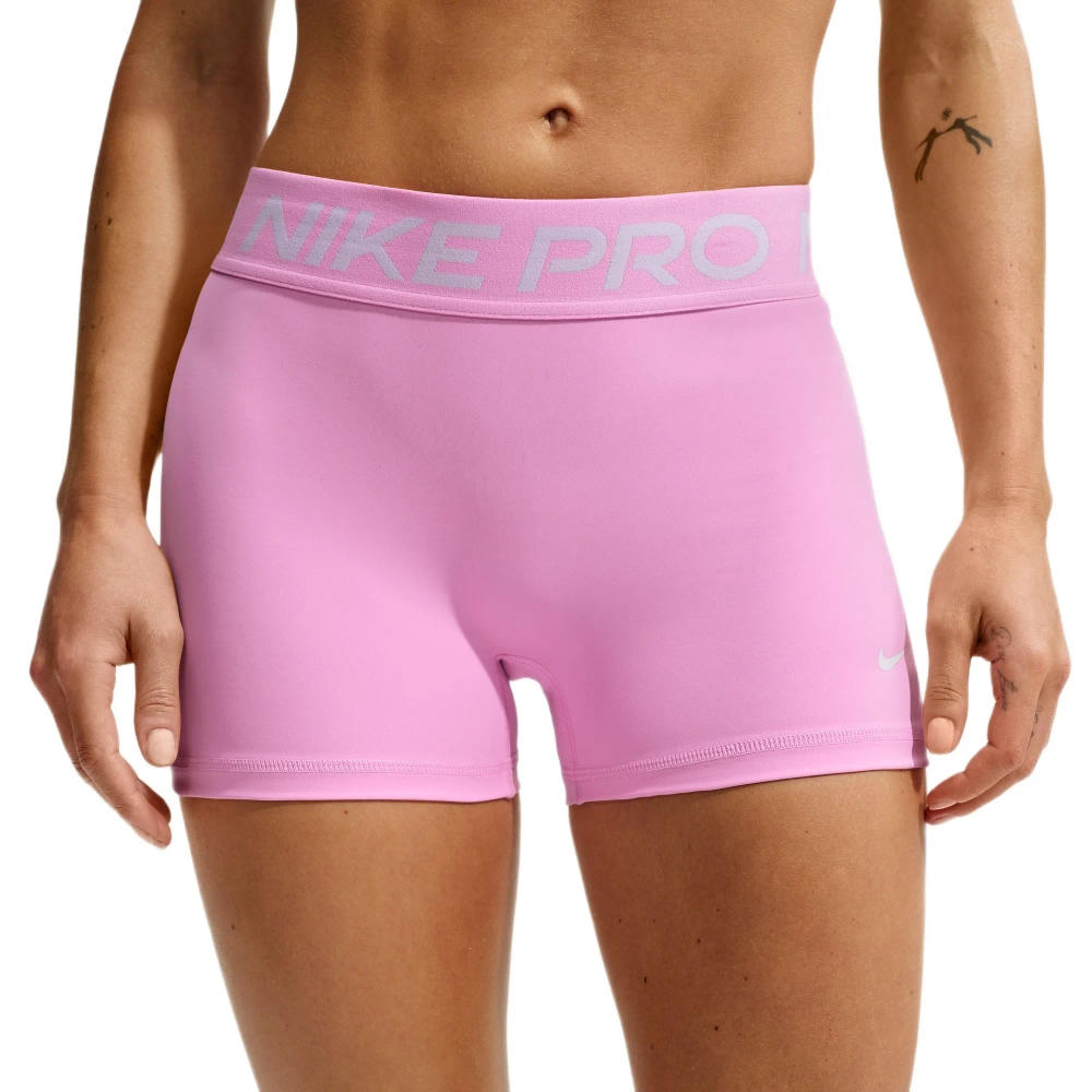 Женские Шорты теннисные Nike Pro Dri-Fit 365 Mid-Rise 3in - pink rise/white