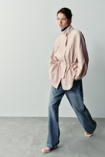ZARA КУРТКА С ВОРОТНИКОМ-СТОЙКОЙ, РОЗОВЫЙ