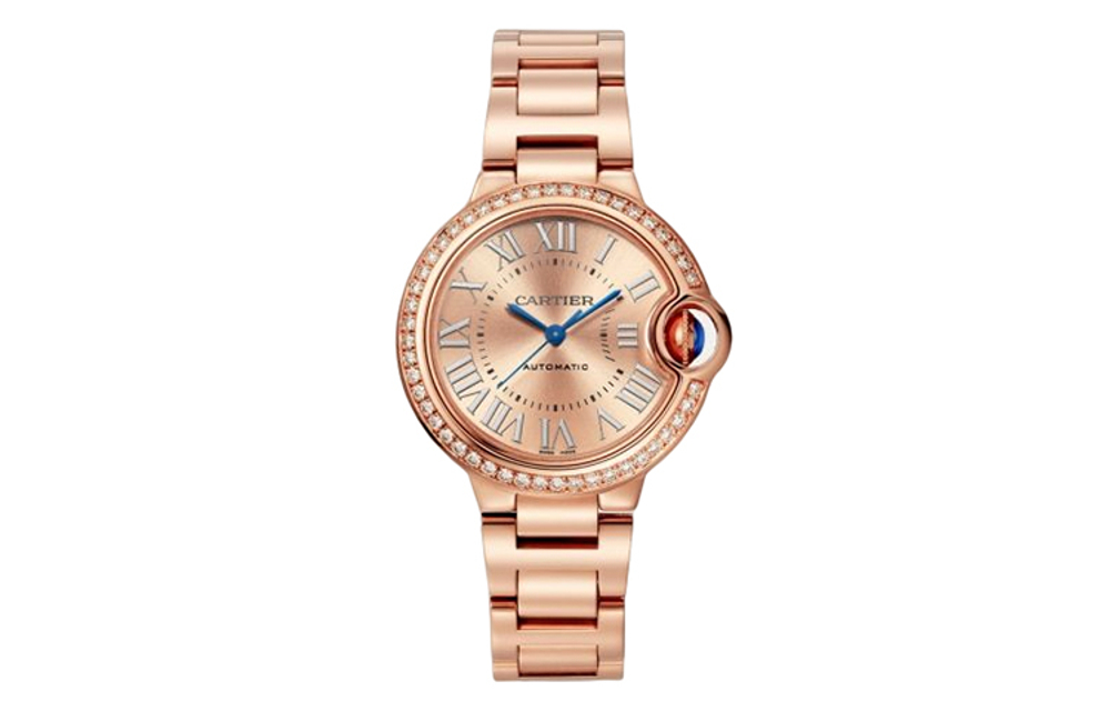 CARTIER Blue Balloon Collection Automatic Mechanical Movement 30m Water Resistance Unisex Watch 33mm Gold Dial