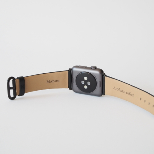 Ремешок для Apple Watch 40/41/42 mm из кожи аллигатора, цвета черный лак