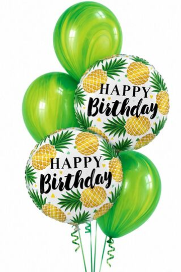 Фонтан шаров "Happy Birthday: тропический ананас"